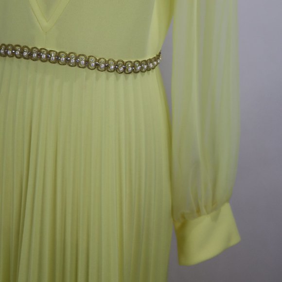 Vtg 1970's Yellow Formal Long Party Dress Gown Cocktail Hippie Prairie Boho S - Picture 9 of 12